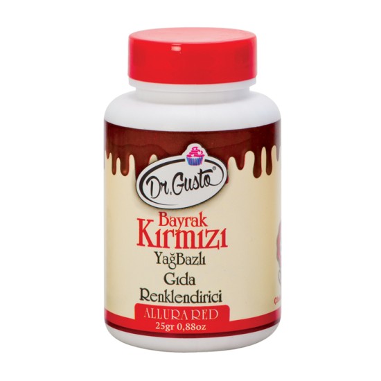 Dr Gusto Lebensmittel Pulverfarbe Fettlöslich Dunkelrot 25g - DR0037 - Dr Gusto